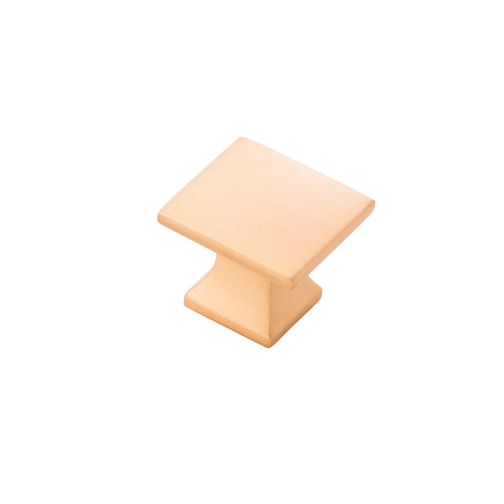 Studio Knob 1-1/4 Inch Square Brushed Golden Brass