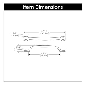 Refined Rustic Pull 6-5/16 Inch (160mm) Center to Center Black Iron