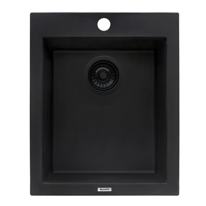 Granite Topmount 16x20 Single Basin Sink Midnight Black