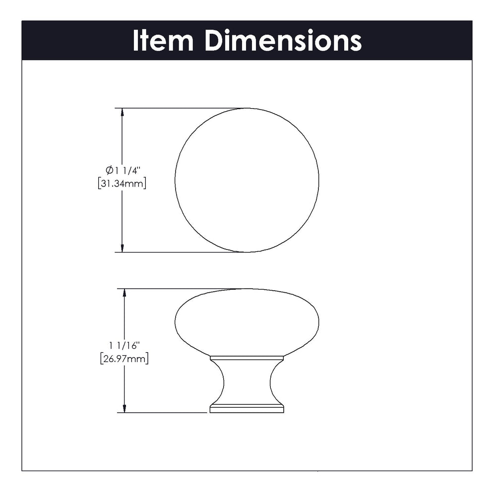 Cottage Knob 1-1/4 Inch Diameter Satin Nickel