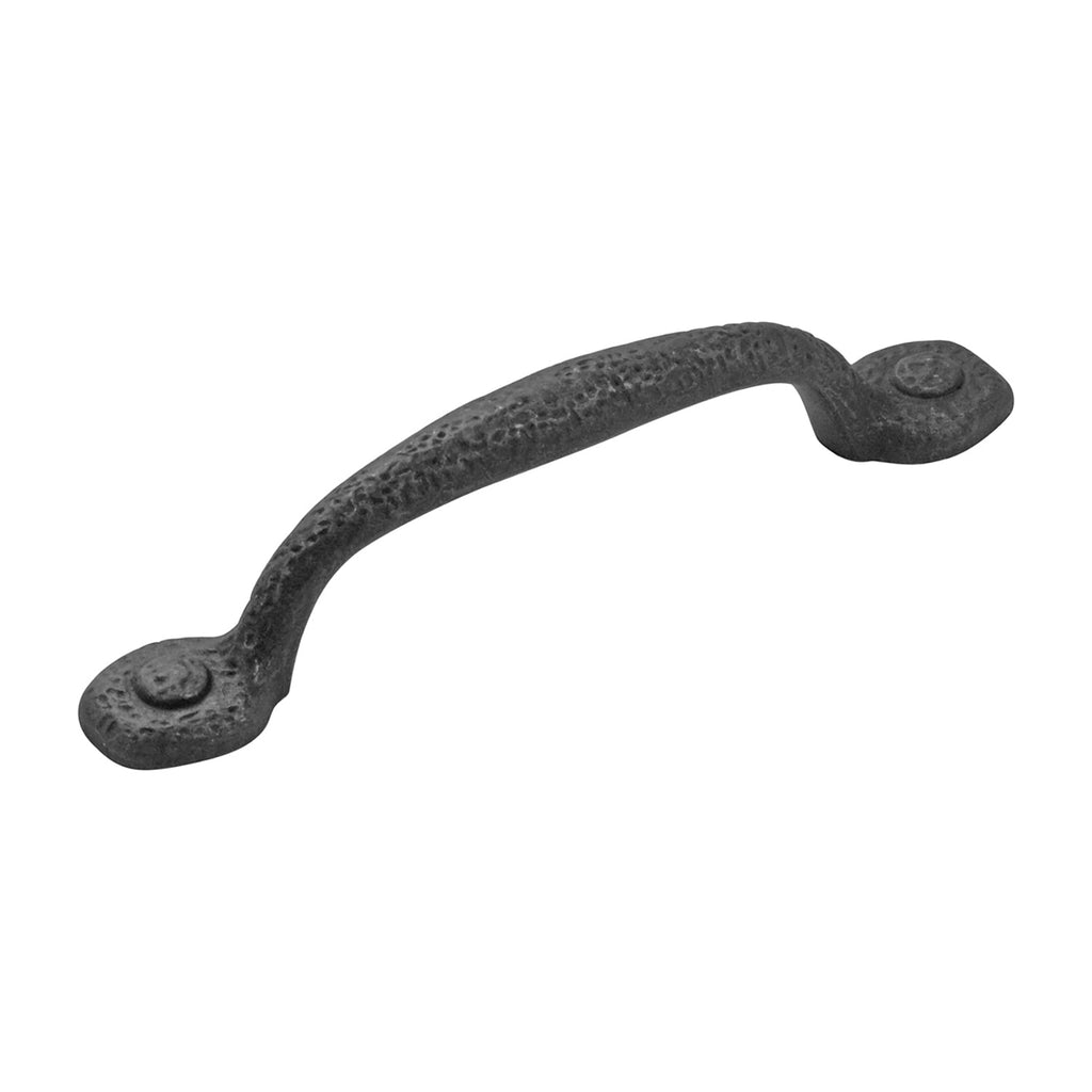 Refined Rustic Pull 3-3/4 Inch (96mm) Center to Center Black Iron Finish