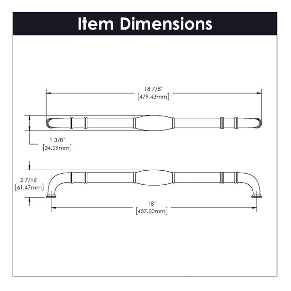 Williamsburg Appliance Pull 18 Inch Center to Center Black Nickel Vibed