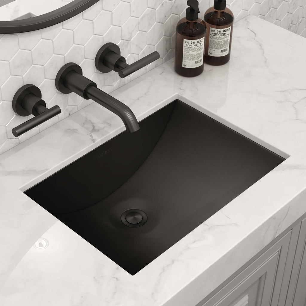 16 x 11 '' Gunmetal Black Undermount Bathroom Sink Stainless Steel