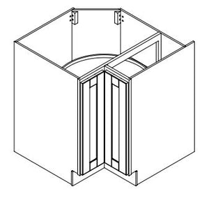 Hampton Pewter 33 in. Wide x 24 in. Deep x 34.5 in. Tall - Corner Base Shaker Cabinet w/ Lazy Susan