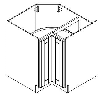 Hampton Pewter 33 in. Wide x 24 in. Deep x 34.5 in. Tall - Corner Base Shaker Cabinet w/ Lazy Susan