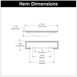 Dover Cup Pull 3 Inch, 3-3/4 Inch (96mm) & 5-1/16 Inch (128mm) Center to Center Satin Nickel