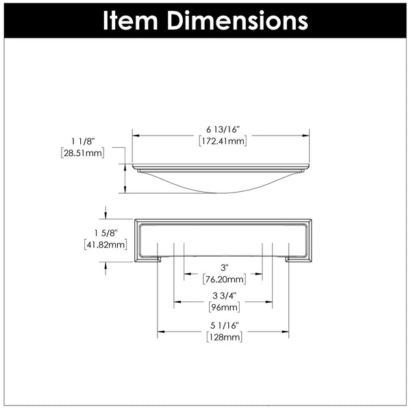 Dover Cup Pull 3 Inch, 3-3/4 Inch (96mm) & 5-1/16 Inch (128mm) Center to Center Satin Nickel