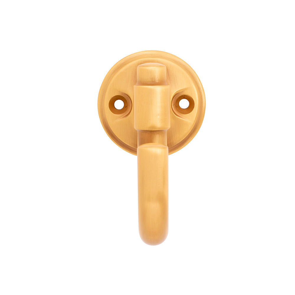 Piper Hook 1-1/8 Inch Center to Center Brushed Golden Brass Finish