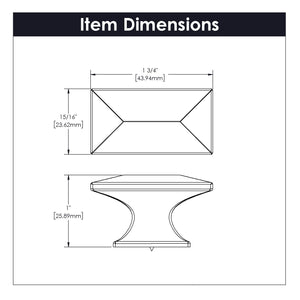 Bungalow Knob 1-3/4 Inch x 15/16 Inch Oil-Rubbed Bronze Highlighted