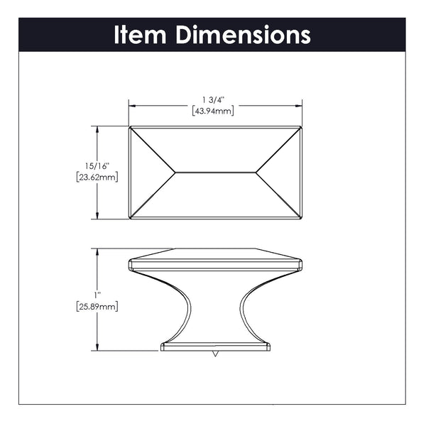 Bungalow Knob 1-3/4 Inch x 15/16 Inch Oil-Rubbed Bronze Highlighted