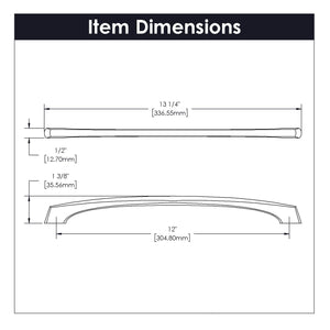 Greenwich Pull 12 Inch Center to Center Polished Nickel