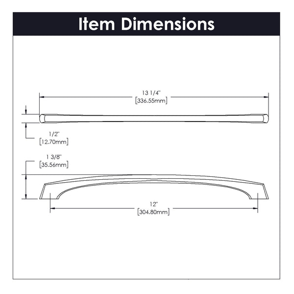 Greenwich Pull 12 Inch Center to Center Polished Nickel
