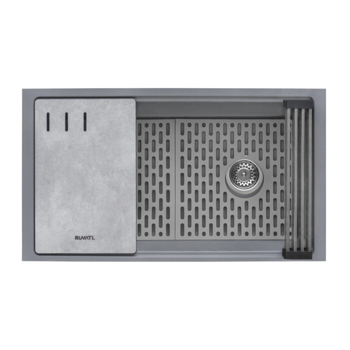 Granite Topmount 33x19 Single Basin Sink Urban Gray