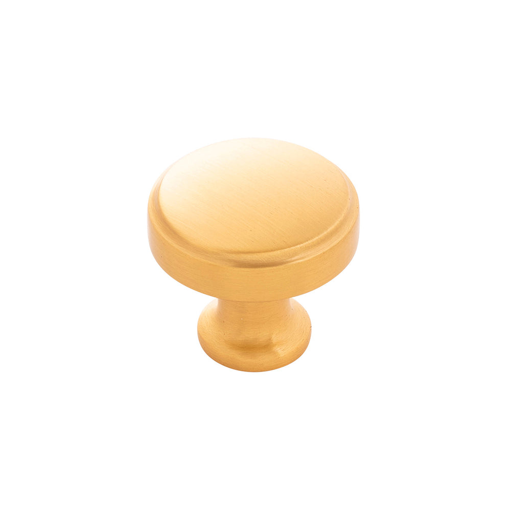 Piper Knob 1-1/4 Inch Diameter Brushed Golden Brass
