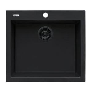 Granite Topmount 22x20 Single Basin Sink Midnight Black