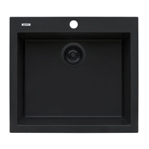 Granite Topmount 22x20 Single Basin Sink Midnight Black