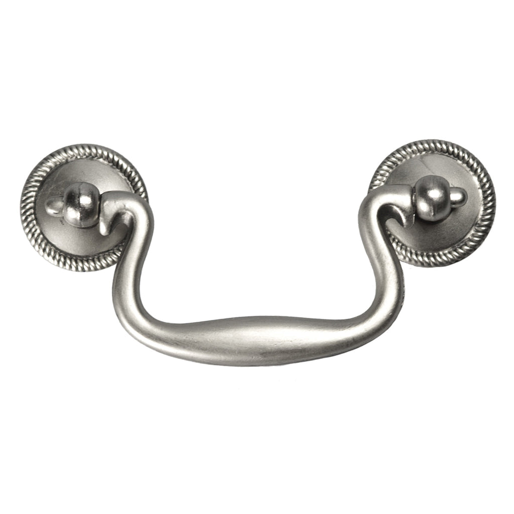 Manor House Rosette Backplate Pull 3 Inch Center to Center Silver Stone Finish