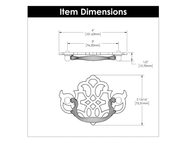 Manor House Backplate Pull 2-1/2 Inch Center to Center Lancaster Hand Polished