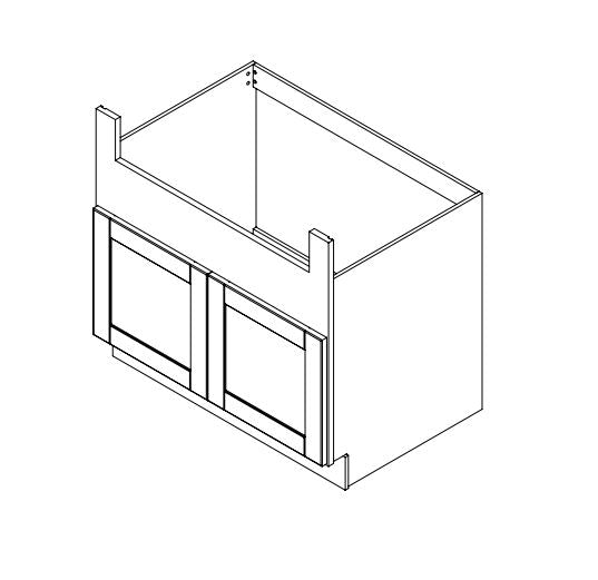 Platinum Grey Shaker 36 in. Farm Sink Base Cabinet