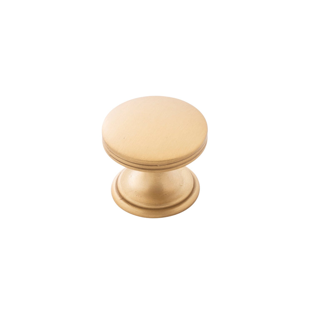 American Diner Knob 1-3/8 Inch Diameter Brushed Golden Brass