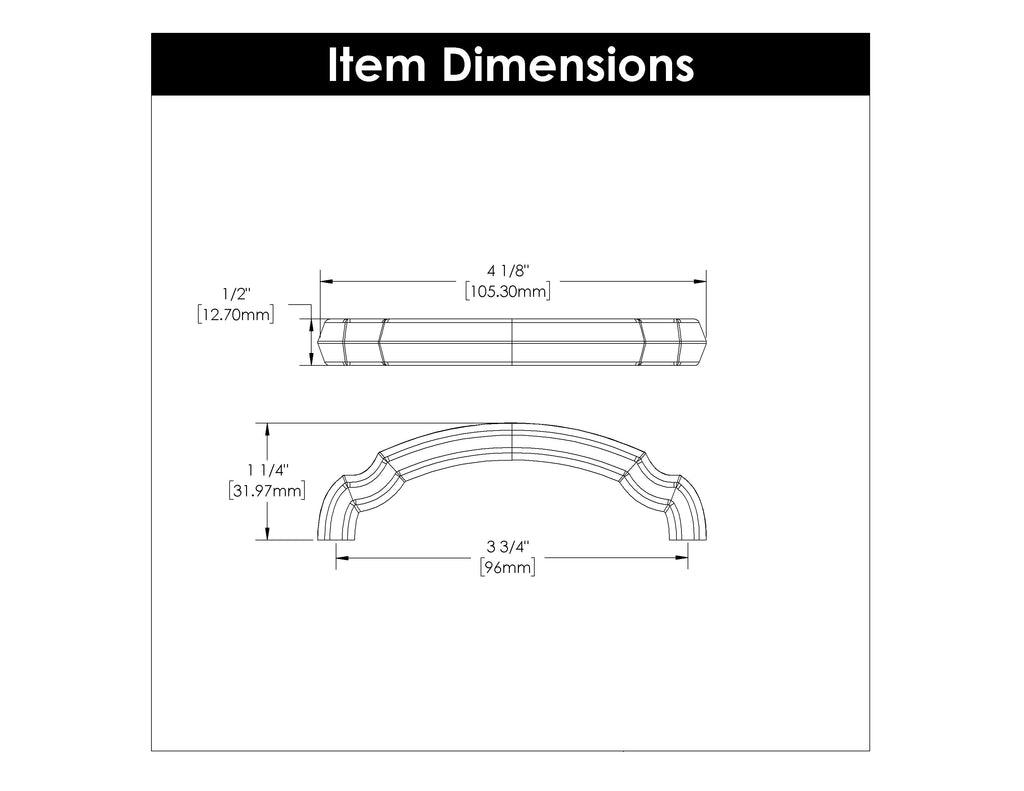 Veranda Pull 3-3/4 Inch (96mm) Center to Center Brushed Golden Brass Finish