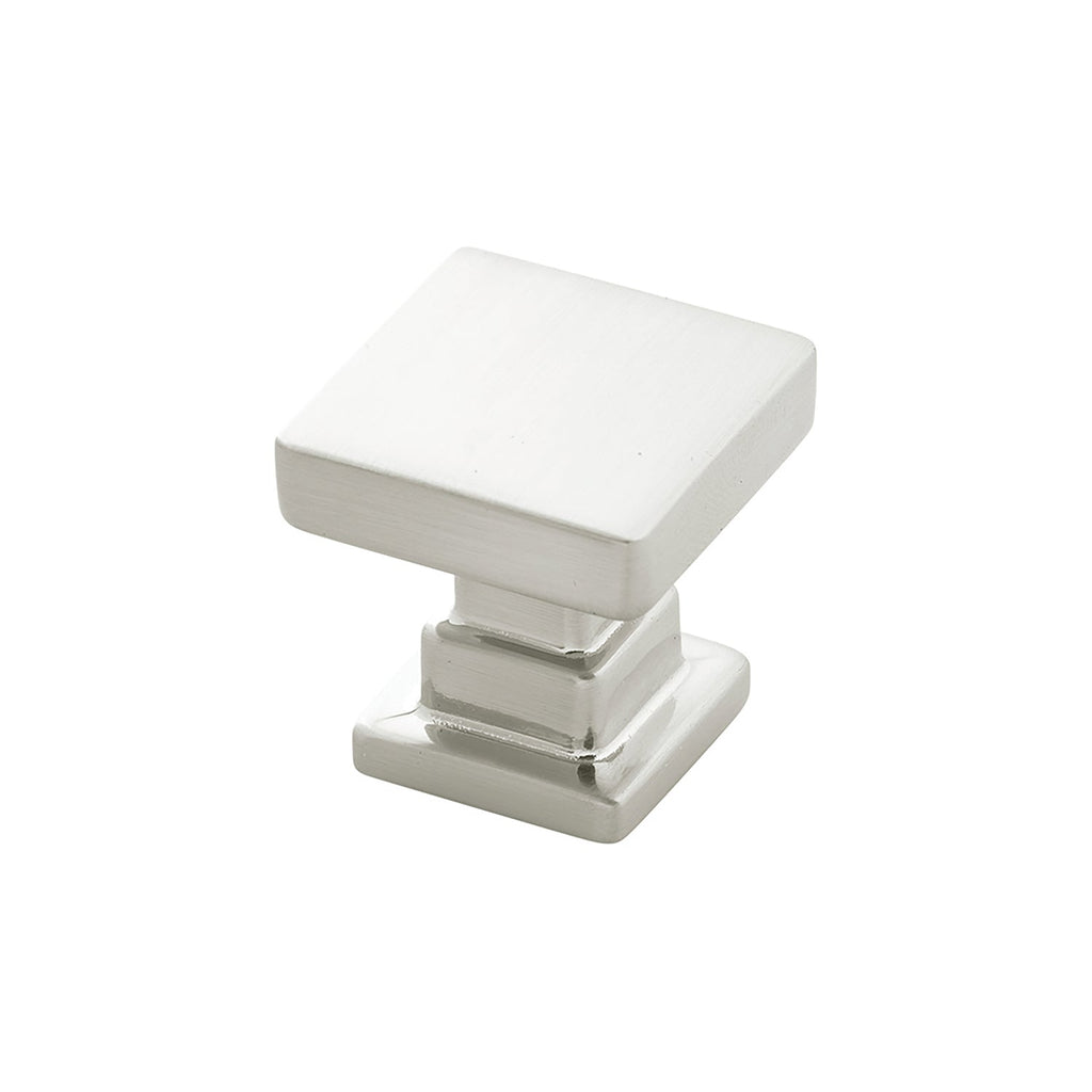 Brighton Knob 1 Inch Square Satin Nickel Finish