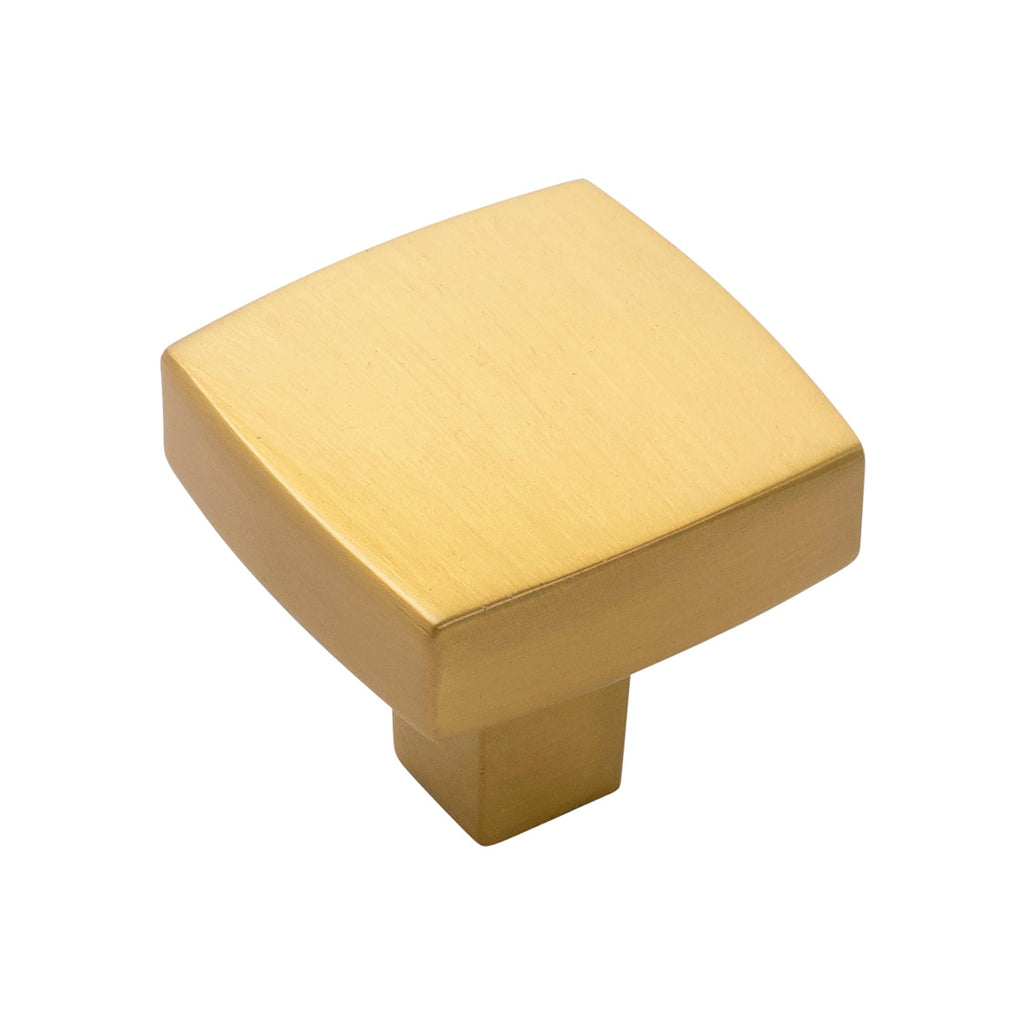 Coventry Knob 1-1/4 Inch Square Brushed Golden Brass Finish