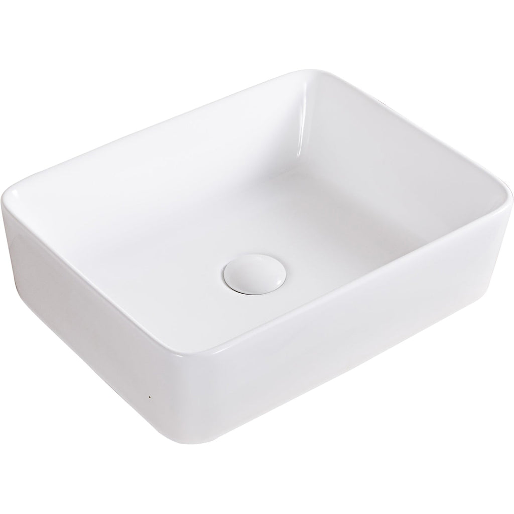 19 x 14 '' Bathroom Vessel Sink White Rectangular Above Vanity Counter Porcelain Ceramic