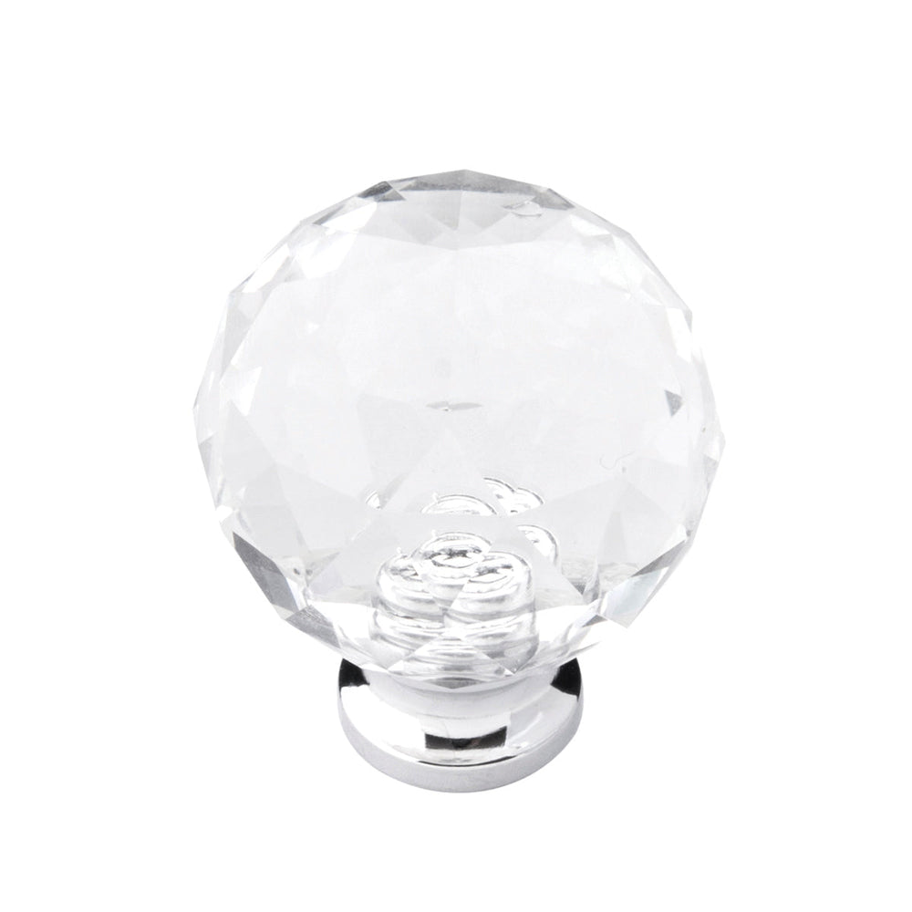Luster Knob 1-1/4 Inch Diameter Glass with Chrome
