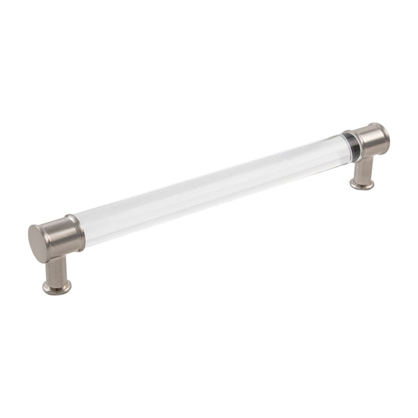 Midway Pull 8-13/16 Inch (224mm) Center to Center Crysacrylic with Satin Nickel