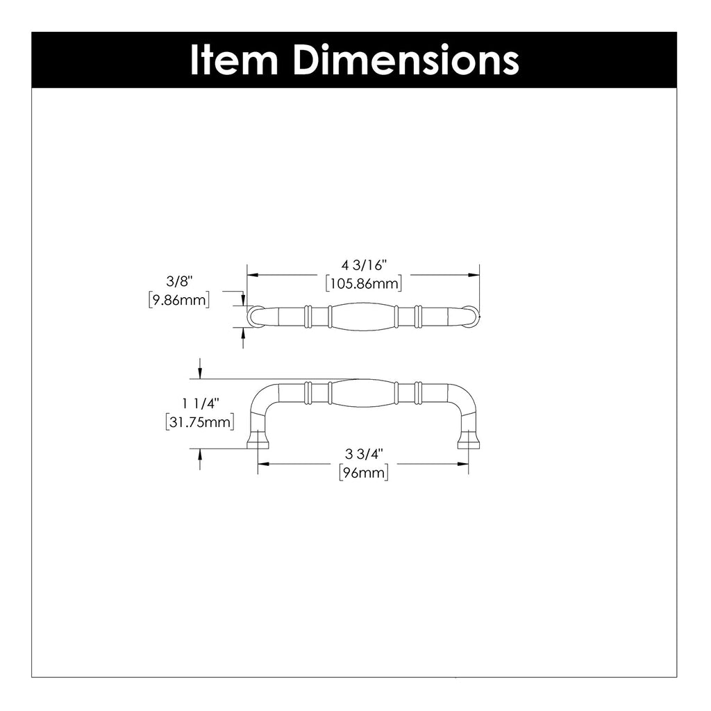 Williamsburg Pull 3-3/4 Inch (96mm) Center to Center Black Nickel Vibed Finish