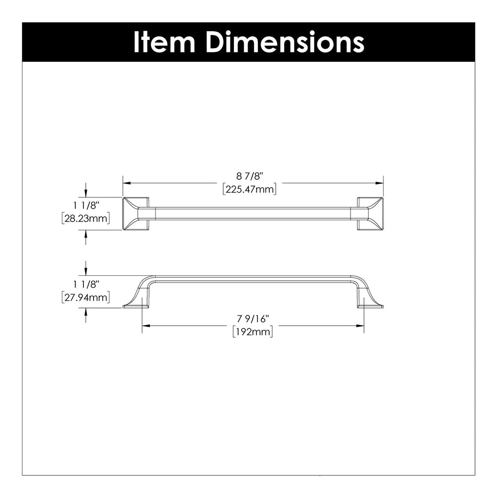 Forge Pull 7-9/16 Inch (192mm) Center to Center Satin Nickel Finish