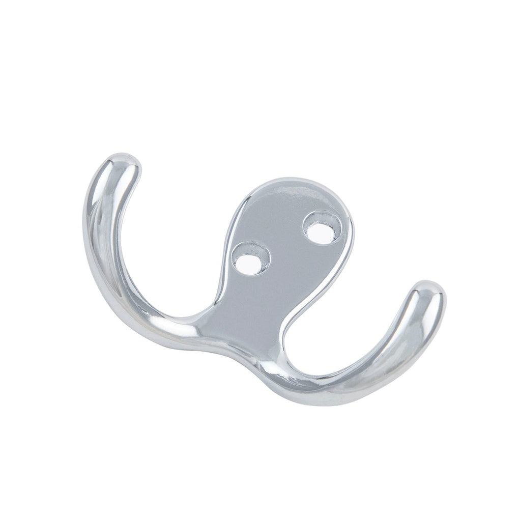 Hooks Utility Hook Double 3/8 Inch Center to Center Chrome Finish