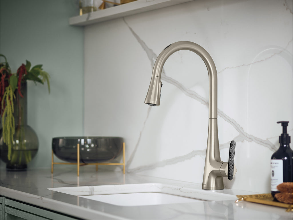 MOEN® Stainless Steel Smart Motion and Voice High Arc Kitchen Faucet