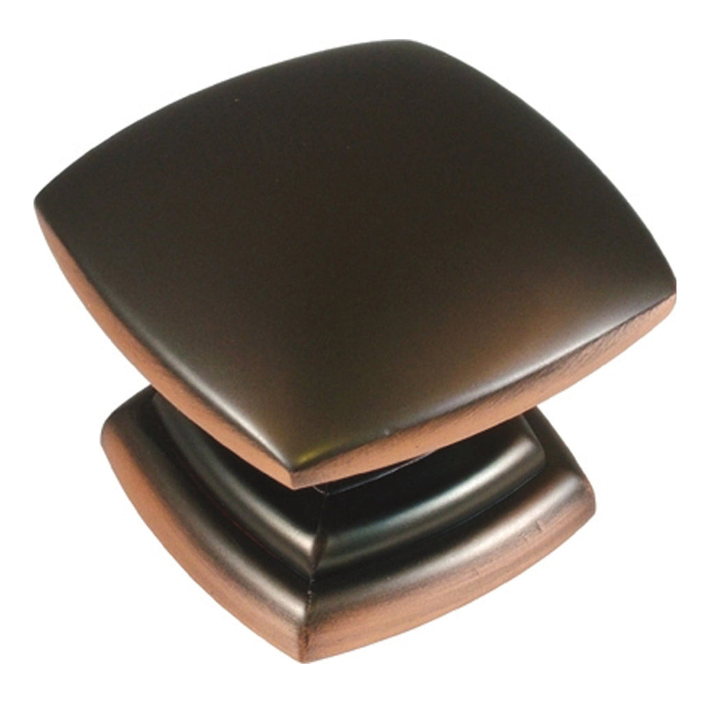 Euro-Contemporary Knob 1-1/2 Inch Square Oil-Rubbed Bronze Highlighted Finish