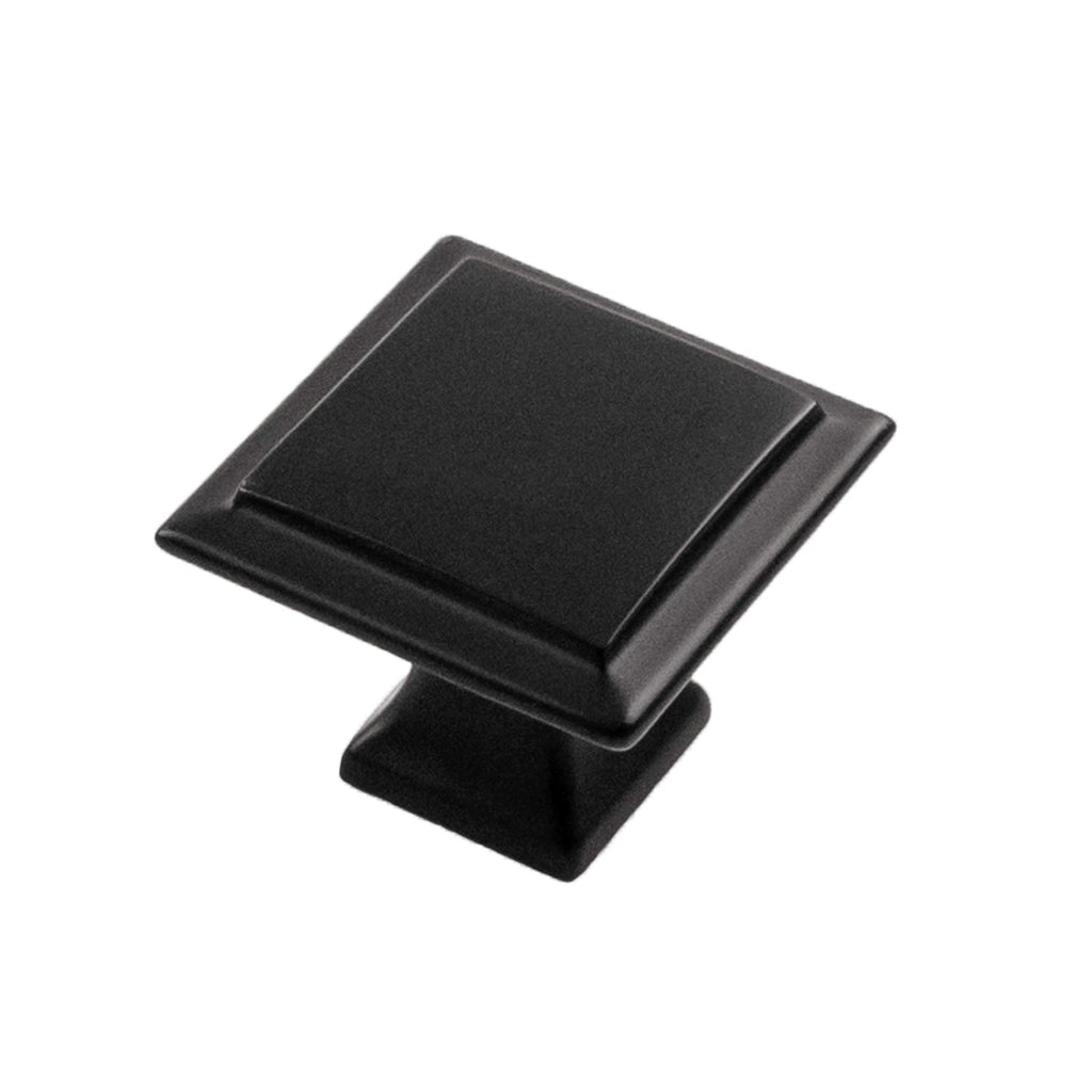Studio II Knob 1-1/4 Inch Square Matte Black Finish