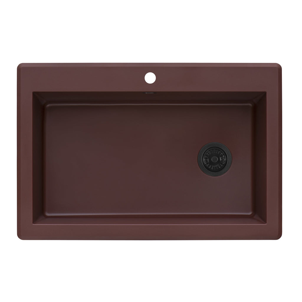 Granite Topmount 33x22 Offset Drain Single Basin Sink Carnelian Red