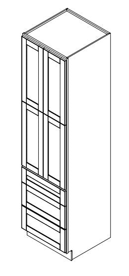 Platinum Grey Shaker 18 in. x 24 in. x 96 in. 3-Drawer Pantry Cabinet