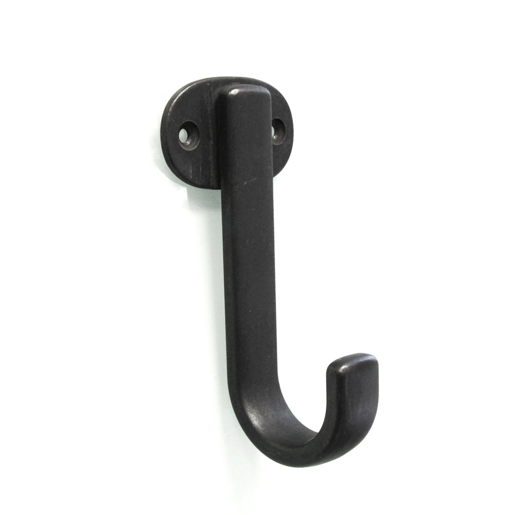 Euro-Contemporary Single Prong Hook 4-3/4 Inch Long Black Iron Finish