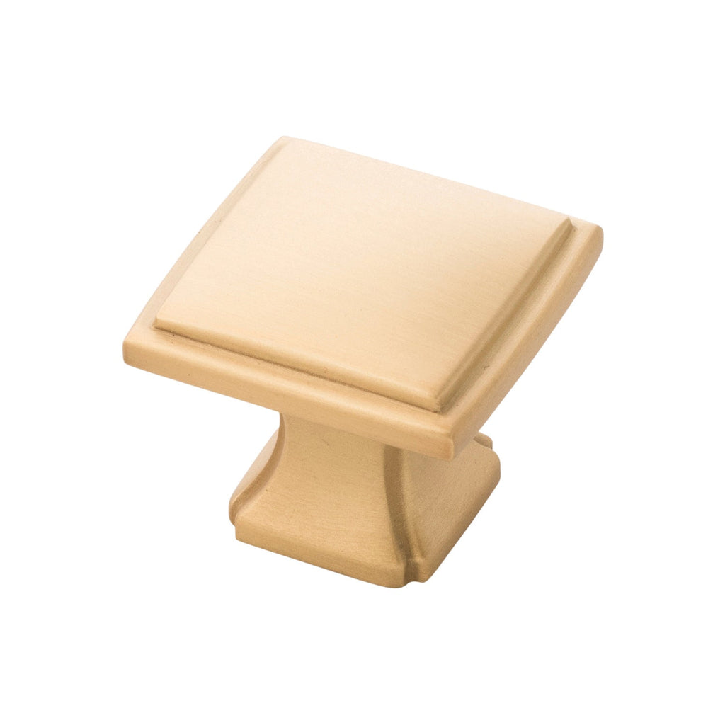 Bridges Knob 1-1/4 Inch Square Brushed Golden Brass Finish