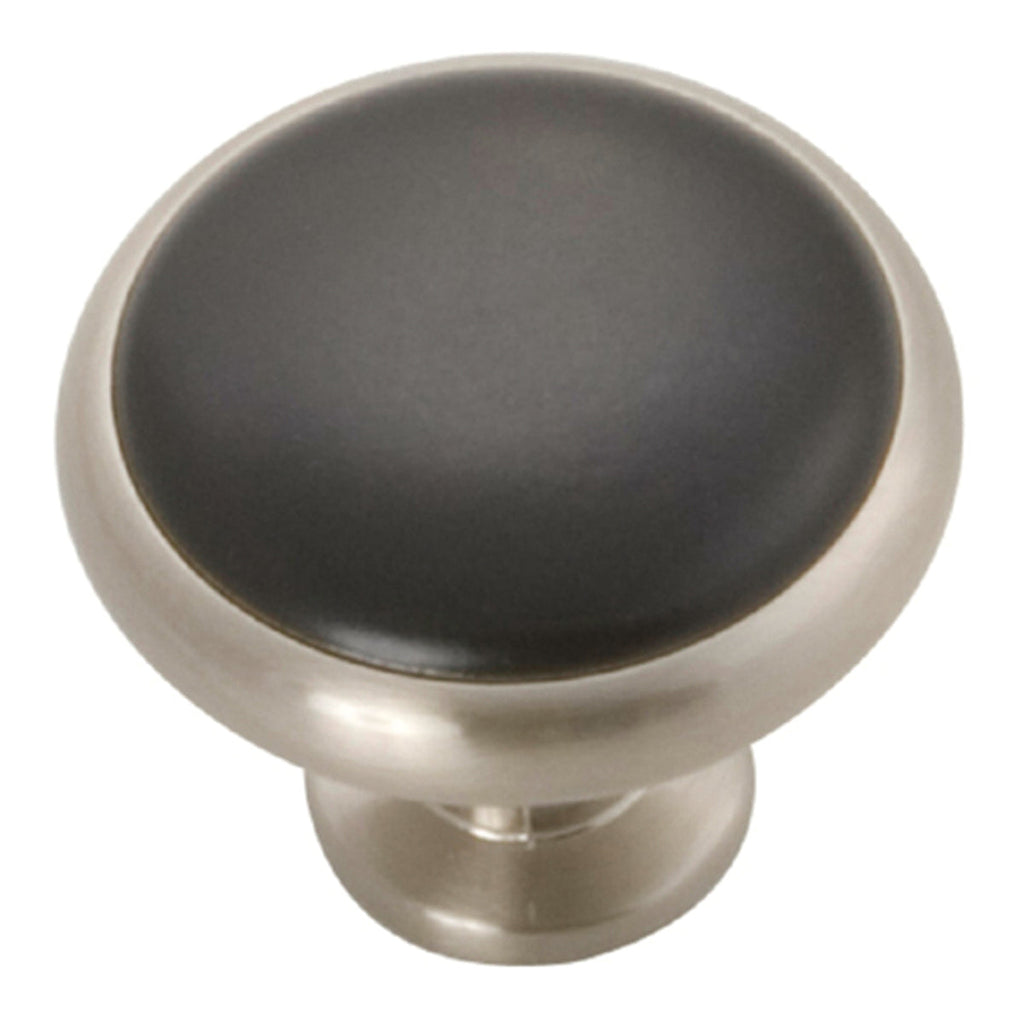 Tranquility Knob 1-5/16 Inch Diameter Satin Nickel with Black Finish