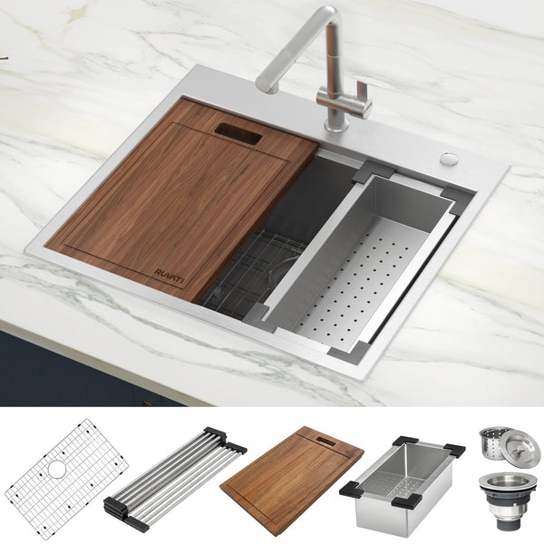 Topmount Workstation 25x22 Single Basin Sink