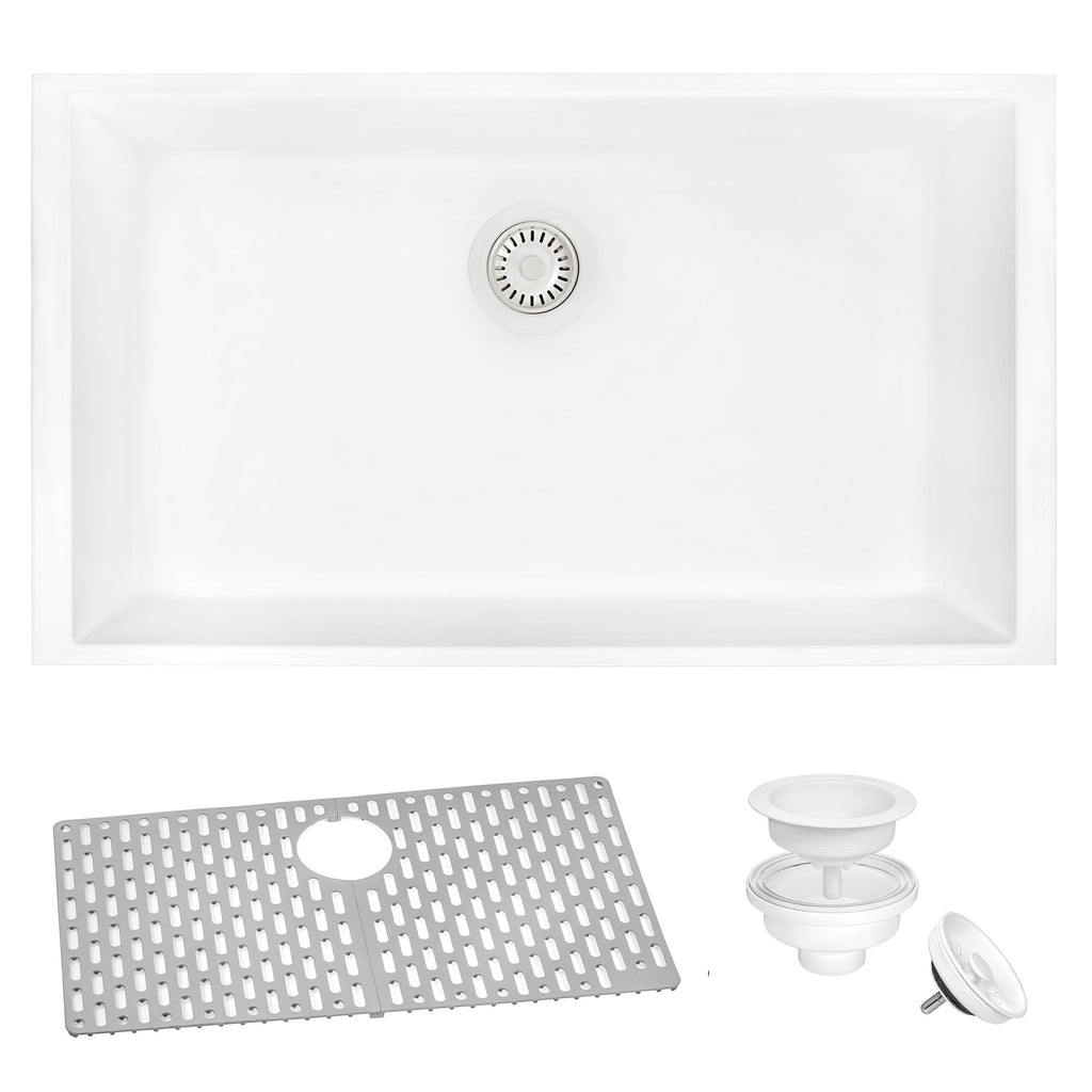 33" Arctic White Granite Composite Single Basin Sink