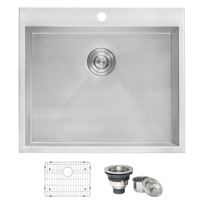 Topmount Laundry Utility Sink 25" x 22" x 12" Deep 16 Gauge Stainless Steel