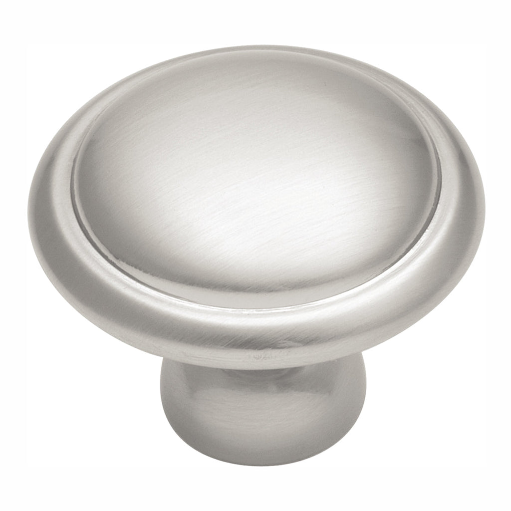 Conquest Knob 1-3/8 Inch Diameter Satin Nickel Finish