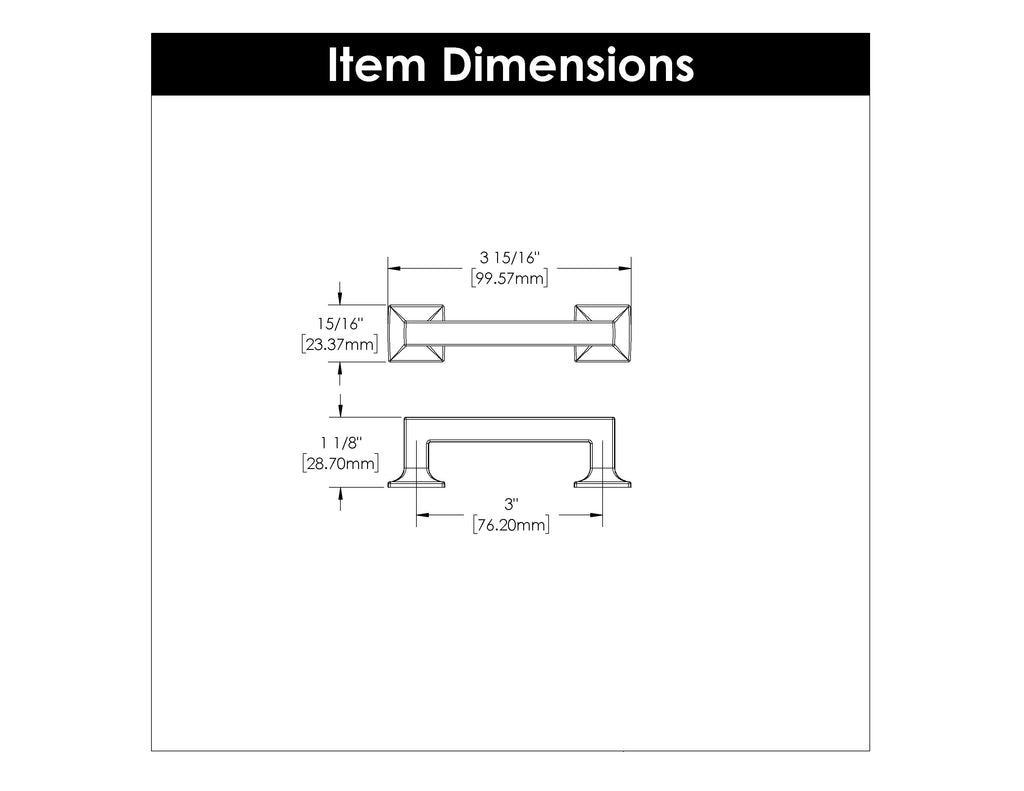 Studio Pull 3 Inch Center to Center Brushed Golden Brass Finish