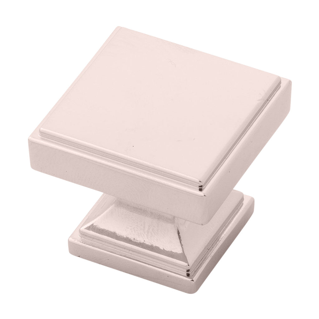 Brownstone Knob 1-3/8 Inch Square Polished Nickel Finish