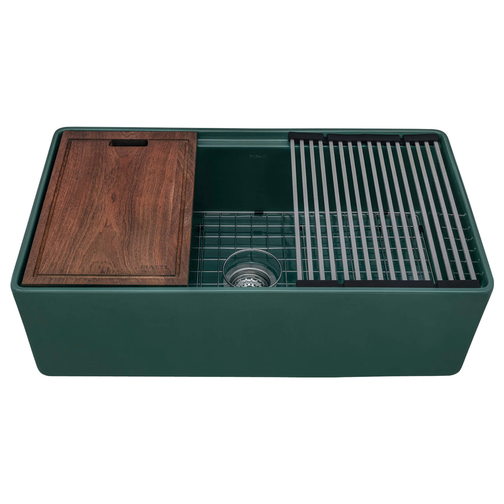 33" Fireclay Workstation Farmhouse Kitchen Sink Emerald Green