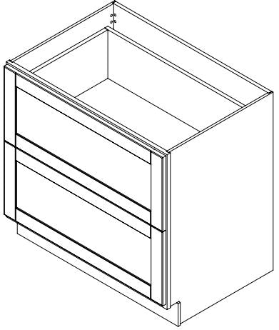 Annapolis Blue 36 in. Wide x 24 in. Deep x 34.5 in. Tall - 2-Drawer Base Shaker Cabinet
