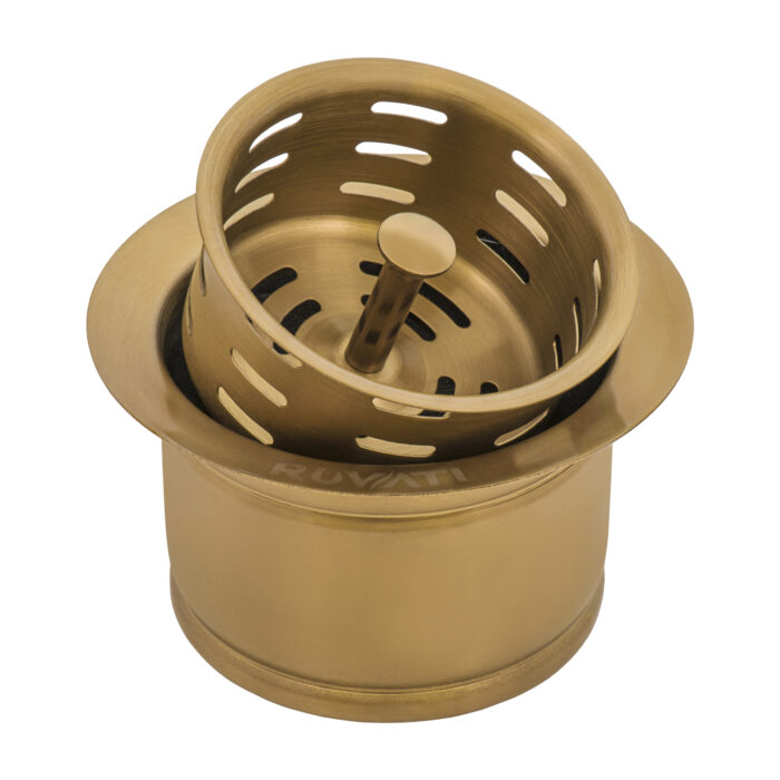 Extended Garbage Disposal Flange with Deep Basket Strainer Matte Gold Satin Brass